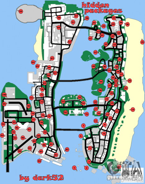 Карта скрытых пакетов для GTA Vice City