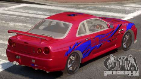 Skyline GT-R34 V1.0 PJ1 для GTA 4