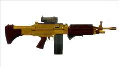 GTA V Combat MG Gold All Attachments Big Mag для GTA San Andreas