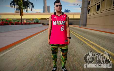 GTA Online Skin Ramdon N23 Male Miami Heat Lebro для GTA San Andreas